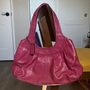 Coach Pink Leather Ergo Pleated Hobo Purse
